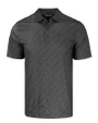 Miami Marlins Cutter & Buck Pike Eco Pebble Print Stretch Recycled Mens Polo Black Mannequin