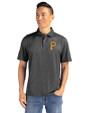 Pittsburgh Pirates Cutter & Buck Pike Eco Pebble Print Stretch Recycled Mens Polo Black Front