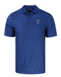 Texas Rangers Stars & Stripes Cutter & Buck Pike Eco Pebble Print Stretch Recycled Mens Polo Navy Blue Mannequin