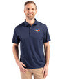 Toronto Blue Jays Cutter & Buck Pike Eco Tonal Geo Print Stretch Recycled Mens Polo Navy Blue Front
