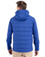 Toronto Blue Jays Cutter & Buck Evoke Hybrid Softshell Recycled Full Zip Mens Hooded Jacket Tour Blue Back