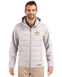 Houston Astros Cutter & Buck Evoke Hybrid Softshell Recycled Full Zip Mens Hooded Jacket CONCRETE Front