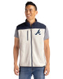 Atlanta Braves Cutter & Buck Cascade Eco Fleece Mens Vest Shell/Navy Blue Front
