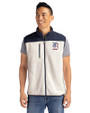 Detroit Tigers Stars & Stripes Cutter & Buck Cascade Eco Fleece Mens Vest Shell/Navy Blue Front