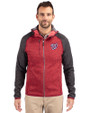 Washington Nationals Cutter & Buck Mainsail Full Zip Hooded Mens Jacket Cardinal Red Heather/Charcoal Heather Front