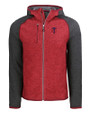 Minnesota Twins Cutter & Buck Mainsail Full Zip Hooded Mens Jacket Cardinal Red Heather/Charcoal Heather Mannequin