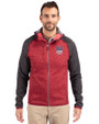 New York Mets Stars & Stripes Cutter & Buck Mainsail Full Zip Hooded Mens Jacket Cardinal Red Heather/Charcoal Heather Front