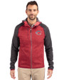 Cincinnati Reds Stars & Stripes Cutter & Buck Mainsail Full Zip Hooded Mens Jacket Cardinal Red Heather/Charcoal Heather Front