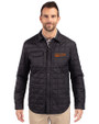 Idaho State Bengals College Vault Cutter & Buck Rainier PrimaLoft® Mens Big and Tall Eco Insulated Quilted Shirt Jacket Black Front