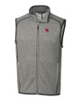 Nebraska Cornhuskers College Vault Cutter & Buck Mainsail Sweater-Knit Mens Big and Tall Full Zip Vest Polished Heather Mannequin