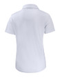 Nebraska Cornhuskers College Vault Cutter & Buck Prospect Eco Textured Stretch Recycled Womens Short Sleeve Polo White Mannequin Back