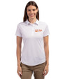 Idaho State Bengals College Vault Cutter & Buck Prospect Eco Textured Stretch Recycled Womens Short Sleeve Polo White Front