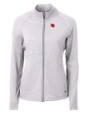 Nebraska Cornhuskers College Vault Cutter & Buck Adapt Eco Knit Heather Recycled Womens Full Zip Polished Heather Mannequin