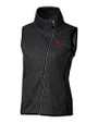 Nebraska Cornhuskers College Vault Cutter & Buck Mainsail Sweater Knit Womens Asymmetrical Vest Charcoal Heather Mannequin