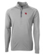 Nebraska Cornhuskers College Vault Cutter & Buck Adapt Eco Knit Stretch Recycled Mens Quarter Zip Pullover Polished Medium Gray Mannequin