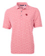 Nebraska Cornhuskers College Vault Cutter & Buck Virtue Eco Pique Botanical Print Recycled Mens Polo Red Mannequin