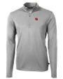 Nebraska Cornhuskers College Vault Cutter & Buck Virtue Eco Pique Recycled Quarter Zip Mens Big & Tall Pullover Polished Medium Gray Mannequin