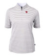 Nebraska Cornhuskers College Vault Cutter & Buck Virtue Eco Pique Stripe Recycled Womens Top Polished Medium Gray Mannequin