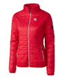 Nebraska Cornhuskers College Vault Cutter & Buck Rainier PrimaLoft®  Womens Eco Insulated Full Zip Puffer Jacket Red Mannequin