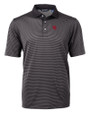 Nebraska Cornhuskers College Vault Cutter & Buck Virtue Eco Pique Micro Stripe Recycled Mens Big & Tall Polo Black/Elemental Grey Mannequin