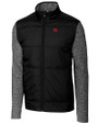 Nebraska Cornhuskers College Vault Cutter & Buck Stealth Recycled Hybrid Quilted Mens Windbreaker Jacket Black Mannequin