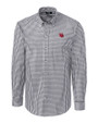 Nebraska Cornhuskers College Vault Cutter & Buck Easy Care Stretch Gingham Mens Long Sleeve Dress Shirt Charcoal Mannequin