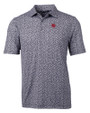 Nebraska Cornhuskers College Vault Cutter & Buck Pike Magnolia Print Stretch Mens Polo Black/Polished Mannequin