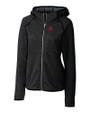 Nebraska Cornhuskers College Vault Cutter & Buck Mainsail Full Zip Hooded Womens Jacket Charcoal Heather Mannequin