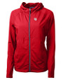 Nebraska Cornhuskers College Vault Cutter & Buck Adapt Eco Knit Hybrid Recycled Womens Full Zip Jacket Red Mannequin
