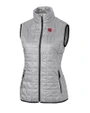 Nebraska Cornhuskers College Vault Cutter & Buck Rainier PrimaLoft® Womens Eco Insulated Full Zip Puffer Vest Polished Medium Gray Mannequin