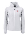 Nebraska Cornhuskers College Vault Cutter & Buck Charter Eco Recycled Womens Full-Zip Jacket Polished Medium Gray Mannequin