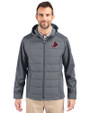 St. Louis Cardinals Cooperstown Cutter & Buck Evoke Hybrid Softshell Recycled Full Zip Mens Hooded Jacket Elemental Grey Front