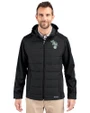 Athletics Cooperstown Cutter & Buck Evoke Recycled Honeycomb Fleece Mens Hybrid Full Zip Jacket Black Front