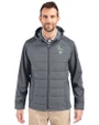 Athletics Cooperstown Cutter & Buck Evoke Recycled Honeycomb Fleece Mens Hybrid Full Zip Jacket Elemental Grey Front