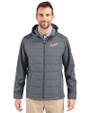 Los Angeles Dodgers Cooperstown Cutter & Buck Evoke Hybrid Softshell Recycled Full Zip Mens Hooded Jacket Elemental Grey Front