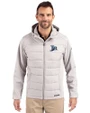 Tampa Bay Rays Cooperstown Cutter & Buck Evoke Hybrid Softshell Recycled Full Zip Mens Hooded Jacket CONCRETE Front