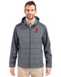 Cleveland Indians Cooperstown Cutter & Buck Evoke Hybrid Softshell Recycled Full Zip Mens Hooded Jacket Elemental Grey Front
