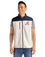 Atlanta Braves Cooperstown Cutter & Buck Cascade Eco Fleece Mens Vest Shell/Navy Blue Front