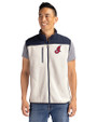 Cleveland Indians Cooperstown Cutter & Buck Cascade Eco Fleece Mens Vest Shell/Navy Blue Front