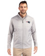 New England Patriots Cutter & Buck Stealth Hybrid Quilted Mens Big and Tall Full Zip Windbreaker Jacket Polished Medium Gray Front