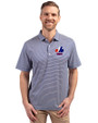Montreal Expos Cooperstown Cutter & Buck Forge Eco Double Stripe Stretch Recycled Mens Big &Tall Polo Tour Blue/White Front