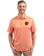 Baltimore Orioles Cooperstown Cutter & Buck Forge Eco Double Stripe Stretch Recycled Mens Polo College Orange/White Front