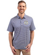 Milwaukee Brewers Cooperstown Cutter & Buck Forge Eco Double Stripe Stretch Recycled Mens Polo Tour Blue/White Front