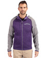 Colorado Rockies Cooperstown Cutter & Buck Mainsail Full Zip Hooded Mens Jacket College Purple Heather/Polished Heather Front