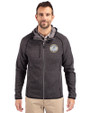 Milwaukee Brewers Cooperstown Cutter & Buck Mainsail Full Zip Hooded Mens Jacket Charcoal Heather Front