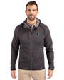 Miami Marlins Cooperstown Cutter & Buck Mainsail Full Zip Hooded Mens Jacket Charcoal Heather Front