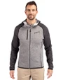 San Diego Padres Cooperstown Cutter & Buck Mainsail Full Zip Hooded Mens Jacket Polished Heather/Charcoal Heather Front