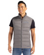 Colorado Rockies Cooperstown Cutter & Buck Evoke Hybrid Softshell Recycled Mens Full Zip Vest Elemental Grey Front