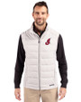 Cleveland Indians Cooperstown Cutter & Buck Evoke Hybrid Softshell Recycled Mens Full Zip Vest CONCRETE Front