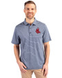 Boston Red Sox Cooperstown Cutter & Buck Forge Eco Heather Stripe Stretch Recycled Mens Big & Tall Polo Navy Blue Heather Front